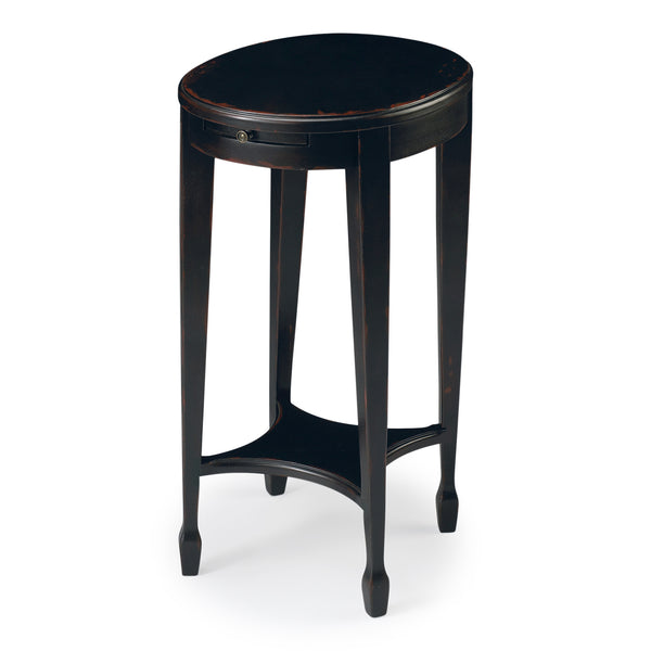 Homeroots 26" Rustic Black Manufactured Wood Oval End Table With Shelf   476464