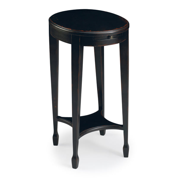 Homeroots 26" Rustic Black Manufactured Wood Oval End Table With Shelf   476464