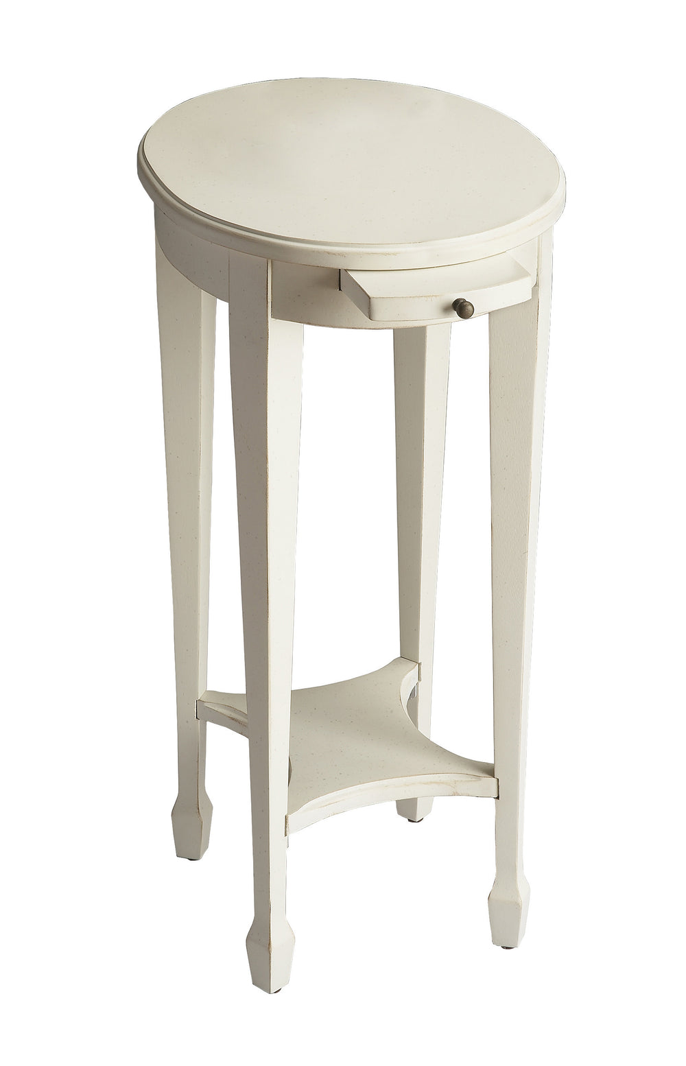Homeroots 26" White Oval End Table With Shelf   476465