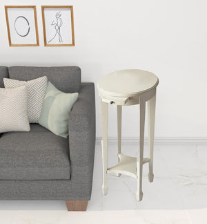 Homeroots 26" White Oval End Table With Shelf   476465