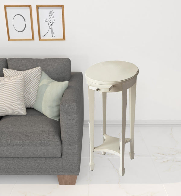 Homeroots 26" White Oval End Table With Shelf   476465