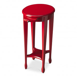 Homeroots 26" Red Manufactured Wood Oval End Table With Shelf   476466