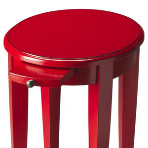 Homeroots 26" Red Manufactured Wood Oval End Table With Shelf   476466