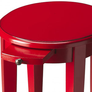 Homeroots 26" Red Manufactured Wood Oval End Table With Shelf   476466