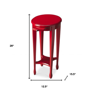 Homeroots 26" Red Manufactured Wood Oval End Table With Shelf   476466