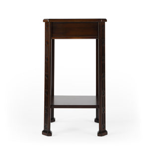 Homeroots 27" Dark Brown And Cherry Manufactured Wood Rectangular End Table With Drawer And Shelf   476467