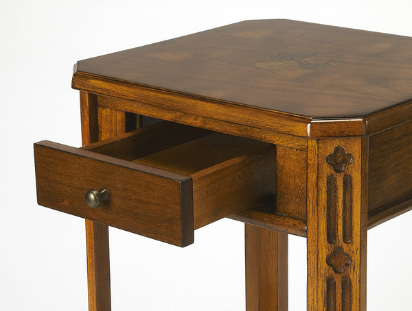 Homeroots 27" Medium Brown And Olive Ash Manufactured Wood Rectangular End Table With Drawer And Shelf   476468