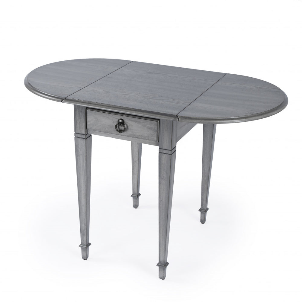 Homeroots 28" Grey Manufactured Wood Oval End Table With Drawer   476470