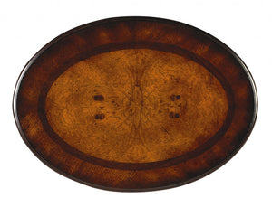 HomeRoots 26" Vintage-Inspired Dark Brown & Cherry Oval End Table with 2 Drawers for Storage & Style 476473
