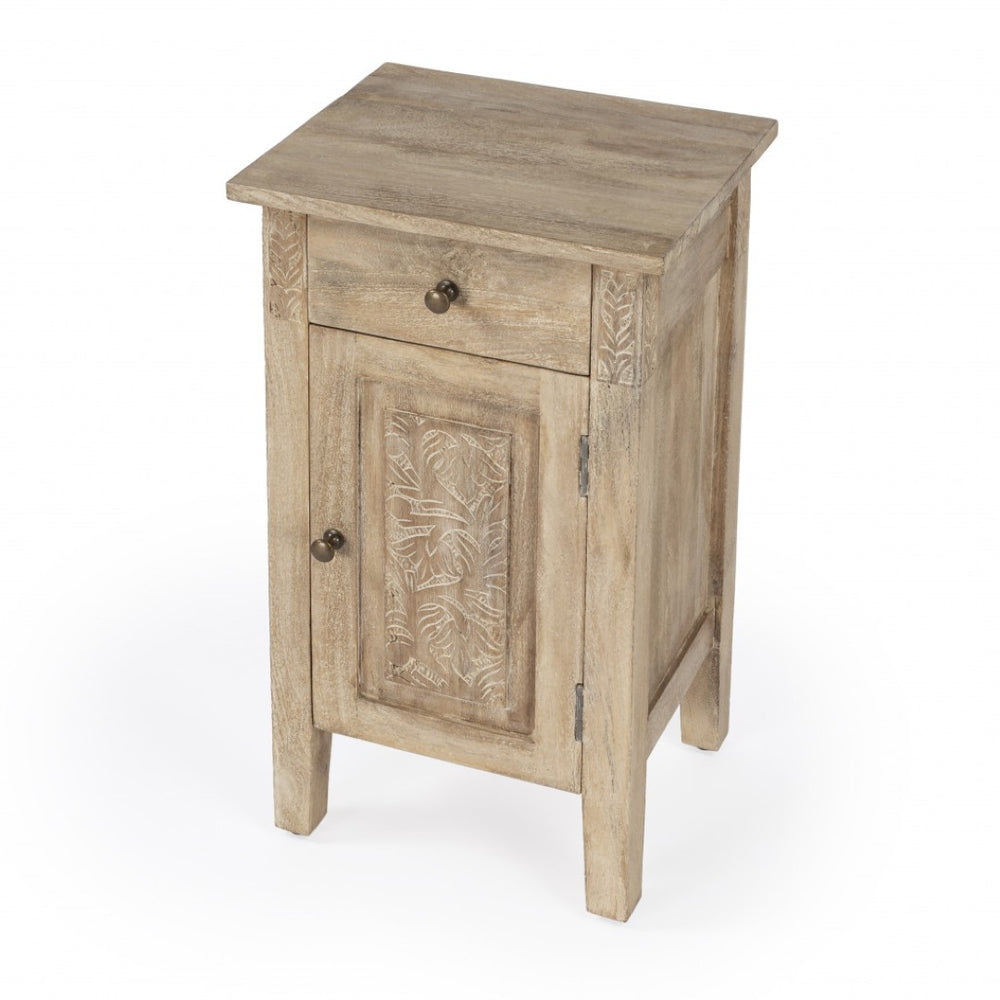 HomeRoots 24" Rustic Natural Brown Solid Wood End Table with Drawer & Cabinet for Stylish Storage Solutions 476476