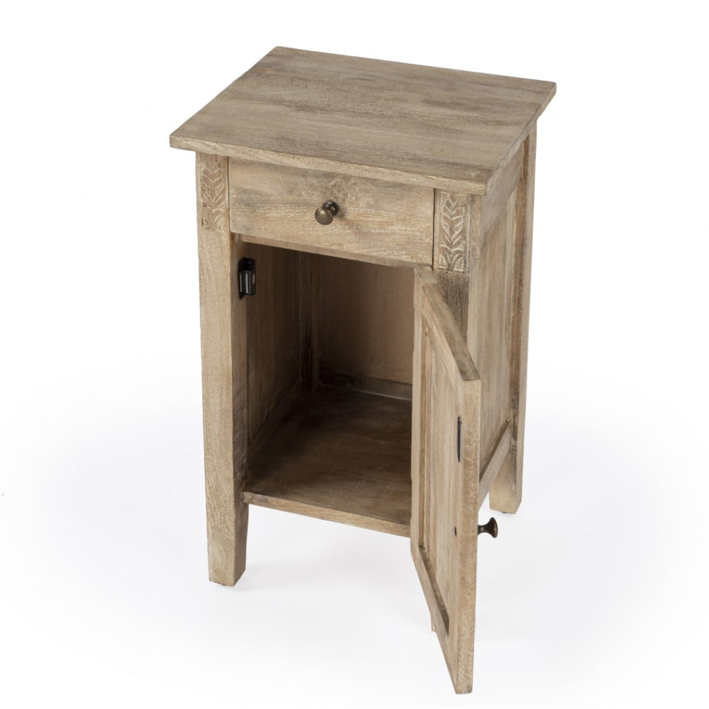 HomeRoots 24" Rustic Natural Brown Solid Wood End Table with Drawer & Cabinet for Stylish Storage Solutions 476476