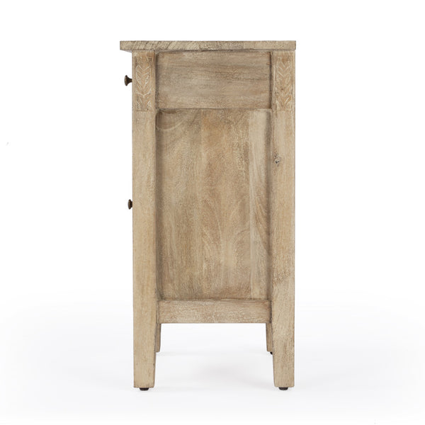 Homeroots 24" Natural Brown Solid Wood End Table With Cabinet And Drawer   476476