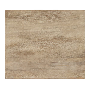 Homeroots 24" Natural Brown Solid Wood End Table With Cabinet And Drawer   476476