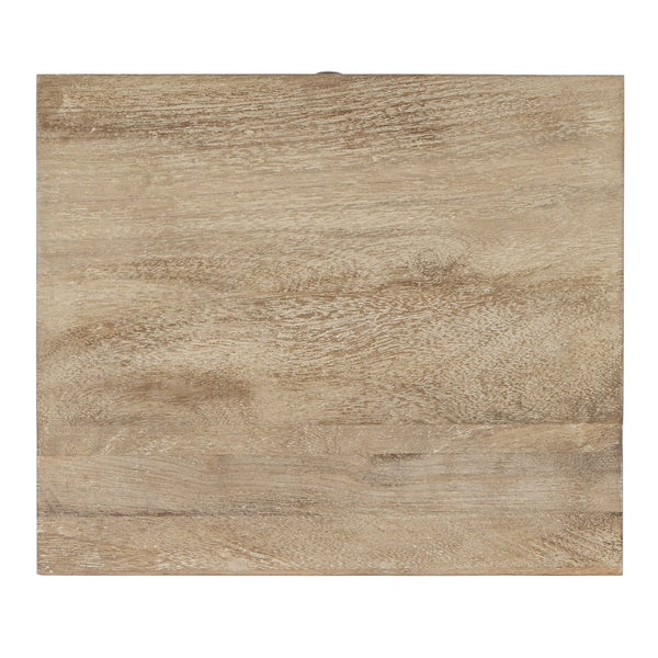 Homeroots 24" Natural Brown Solid Wood End Table With Cabinet And Drawer   476476