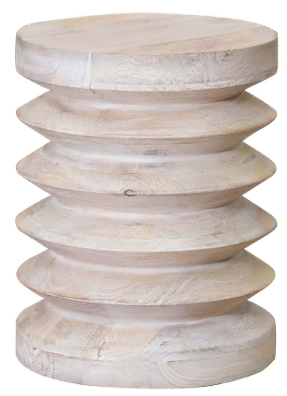 HomeRoots 18" Solid Wood Round End Table - Rustic White-Wash Accent for Living Room, Bedroom & Entryway Decor 476481