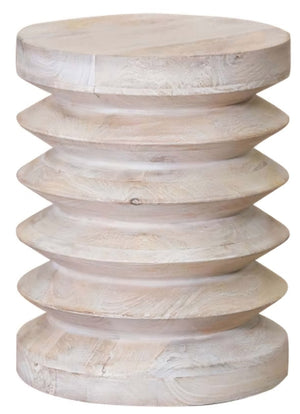 HomeRoots 18" Solid Wood Round End Table - Rustic White-Wash Accent for Living Room, Bedroom & Entryway Decor 476481