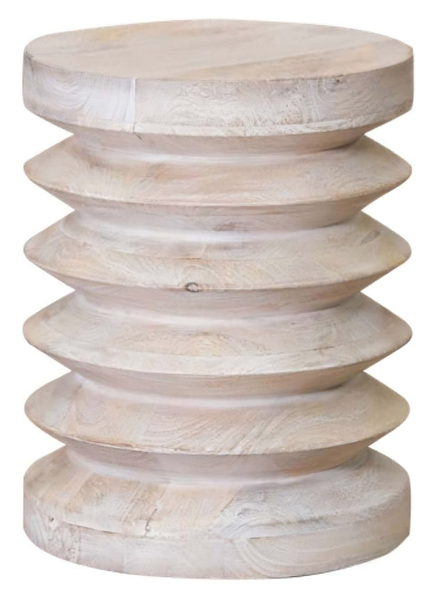 HomeRoots 18" Solid Wood Round End Table - Rustic White-Wash Accent for Living Room, Bedroom & Entryway Decor 476481