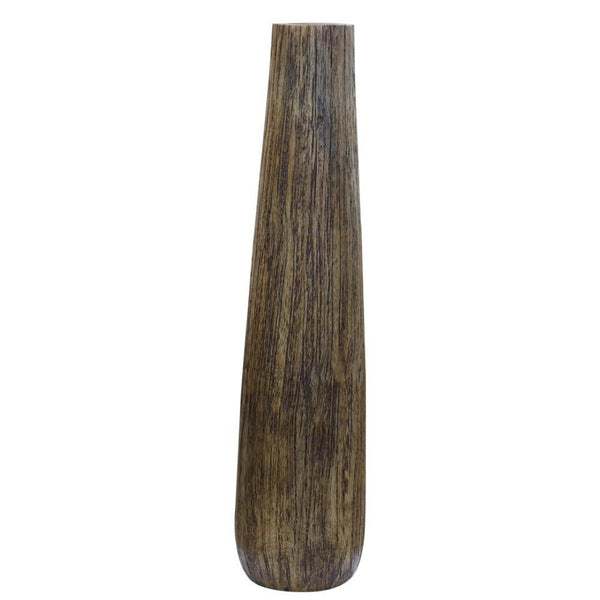 HomeRoots 25" Brown Cylinder Wood Floor Vase - Modern Mango Wood Accent for Rustic & Contemporary Decor 476484