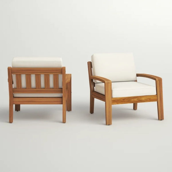 English Elm [set of 4] Grenada Solid Acacia Outdoor Club Chairs Slat Panel Patio Lounge Seating Beige 57977.00FCUSH-BEISKIN