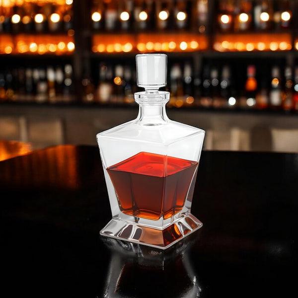 Homeroots Clear Crystal Angular Shape Stemless Decanter  Lead Free Crystal 476497