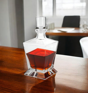 Homeroots Clear Crystal Angular Shape Stemless Decanter  Lead Free Crystal 476497