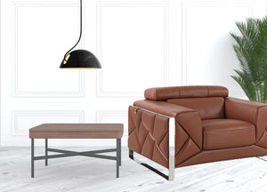 Homeroots Mod Terra Cotta Leather And Chrome Deco Accent Chair Camel  476499