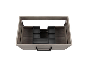 English Elm 32-Inch Modern Grey Wood Grain Wall-Mounted Bathroom Vanity With Soft-Close Drawers & Sink W3151S00006