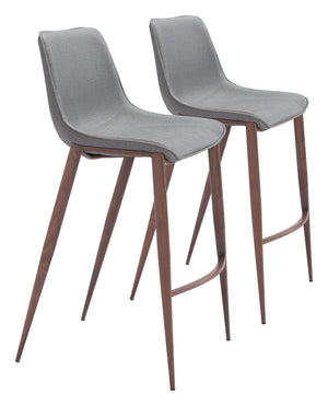 Magnus Barstool - Set of 2 Slate Gray & Walnut 109938 Zuo Modern