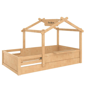 English Elm Twin Low Loft Bed Solid Pine Frame with Built-in Led Lighting and Storage Shelves Natural W1580P396331