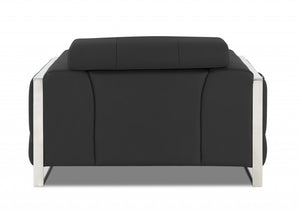 Homeroots Mod Charcoal Gray Leather And Chrome Deco Accent Chair Dark Grey  476500