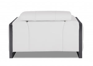 Homeroots Mod Winter White Leather And Chrome Deco Accent Chair White  476502