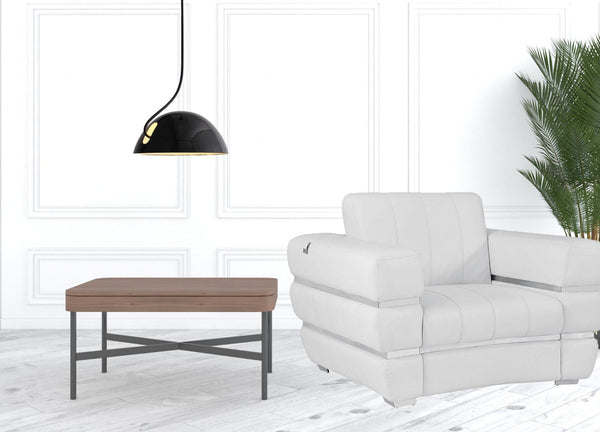 HomeRoots 48" Italian Leather Arm Chair - Modern Design with Silver Legs, Comfortable Seating for Any Space White 476505