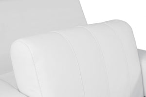 Homeroots Winter White Stripe Top Grade Italian Leather Chair White  476505