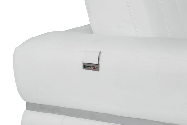 Homeroots Winter White Stripe Top Grade Italian Leather Chair White  476505