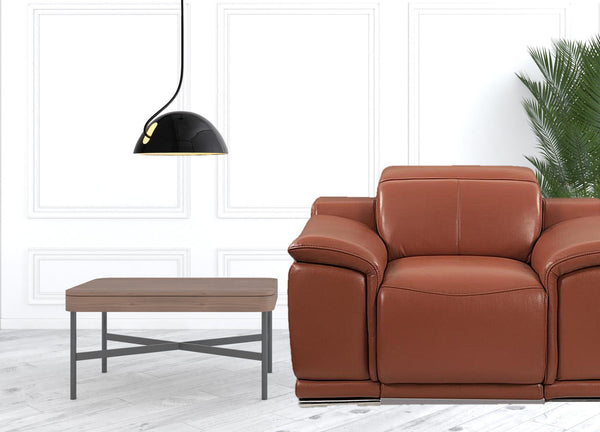 Homeroots Mod Camel Brown Italian Leather Recliner Chair Camel  476507