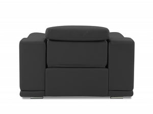 Homeroots Mod Charcoal Gray Italian Leather Recliner Chair Dark Grey  476508