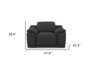 Homeroots Mod Charcoal Gray Italian Leather Recliner Chair Dark Grey  476508