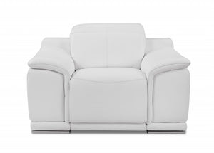 Homeroots Mod Winter White Italian Leather Recliner Chair White  476509