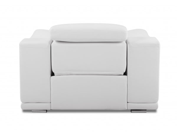 Homeroots Mod Winter White Italian Leather Recliner Chair White  476509