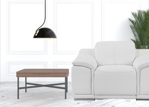 Homeroots Mod Winter White Italian Leather Recliner Chair White  476509