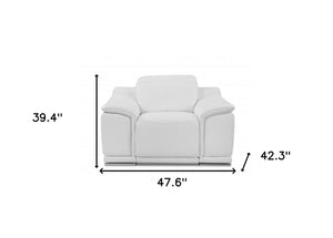 Homeroots Mod Winter White Italian Leather Recliner Chair White  476509