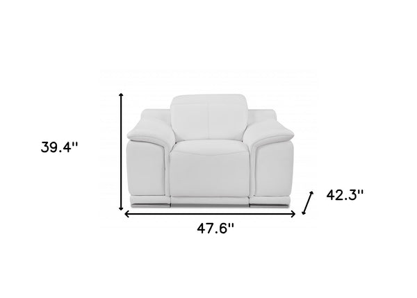 Homeroots Mod Winter White Italian Leather Recliner Chair White  476509
