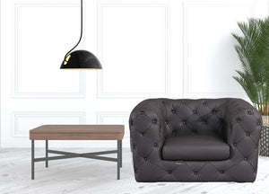 Homeroots Glam Espresso Brown And Chrome Tufted Leather Armchair Brown  476511