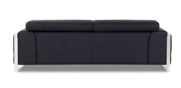 Homeroots 89" Black Italian Leather Sofa With Silver Legs Black  476515