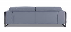 Homeroots 89" Light Blue Italian Leather Sofa With Chrome Legs Light Grey  476518