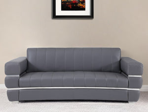 Homeroots 89" Dark Gray Italian Leather Sofa With Silver Legs Dark Grey  476521