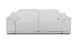 Homeroots 86" White Italian Leather Usb Reclining Sofa With Silver Legs White  476525