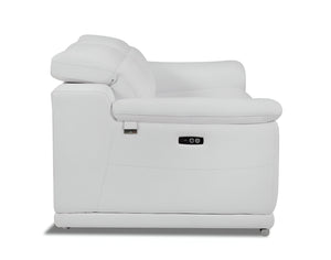 Homeroots 86" White Italian Leather Usb Reclining Sofa With Silver Legs White  476525