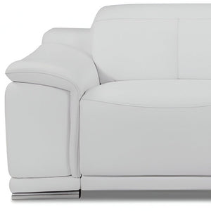 Homeroots 86" White Italian Leather Usb Reclining Sofa With Silver Legs White  476525