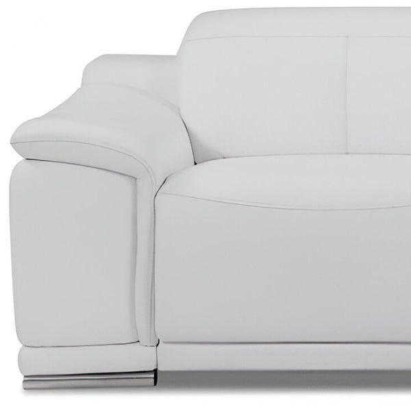 Homeroots 86" White Italian Leather Usb Reclining Sofa With Silver Legs White  476525